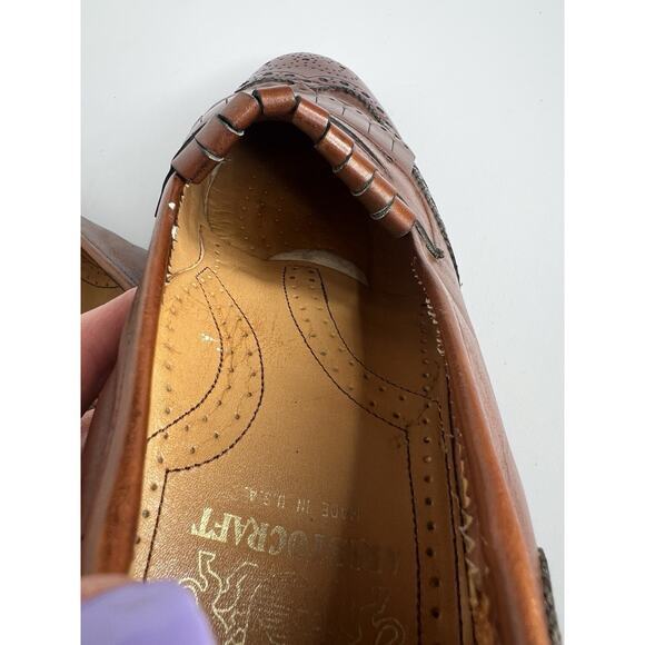 Vtg Johnston Murphy Aristocraft Leather Shoes Loafers Wingtip Brown Men’s Sz 11B - Picture 7 of 11